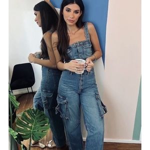 NWT ZARA TRF DENIM CARGO JUMPSUIT XS